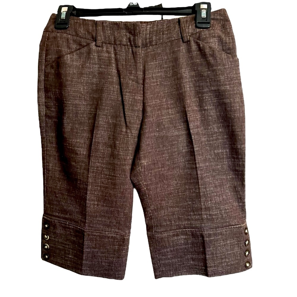 🛍️ 3 for $10 🛍️ NWT iz Over California Juniors Brown Dressy Office Capris Sz 1